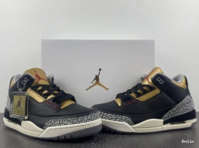 Bmlin Shoes Jordan CK9246- Retro 3 Black Gold 3832 Cement SoftTouch 1014